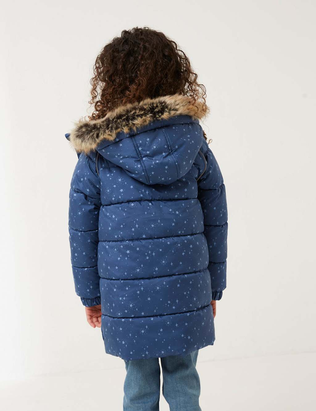 Star Print Padded Longline Coat (3 - 13 Yrs) image 3