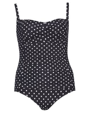 PLUS Twisted Front Ruched Spotted Swimsuit | M&S Collection | M&S