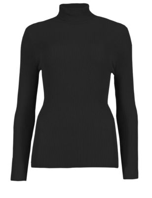 PETITE Ribbed Polo Neck Jumper | M&S Collection | M&S
