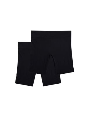 M&S Womens Light Control Thigh Slimmers, 2 Pack, 8-18, Black