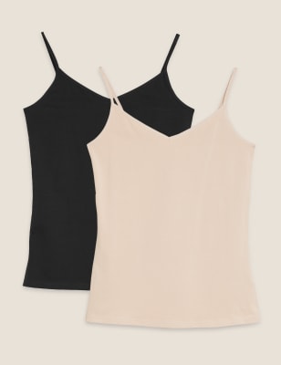 

Womens M&S Collection 2er-Pack Trägerhemd mit hohem Baumwollanteil - Opaline Mix, Opaline Mix
