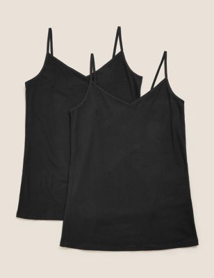 

Womens M&S Collection 2pk Cotton Rich Strappy Vests - Black, Black