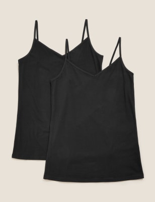 

M&S Collection Pack de 2 camisetas de tirantes de algodónWomens - Black, Black