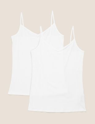 

Womens M&S Collection 2pk Cotton Rich Strappy Vests - White, White