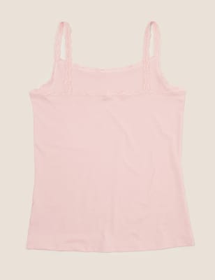 

Womens 2pk Cotton Rich Lace Trim Vest - Soft Pink, Soft Pink