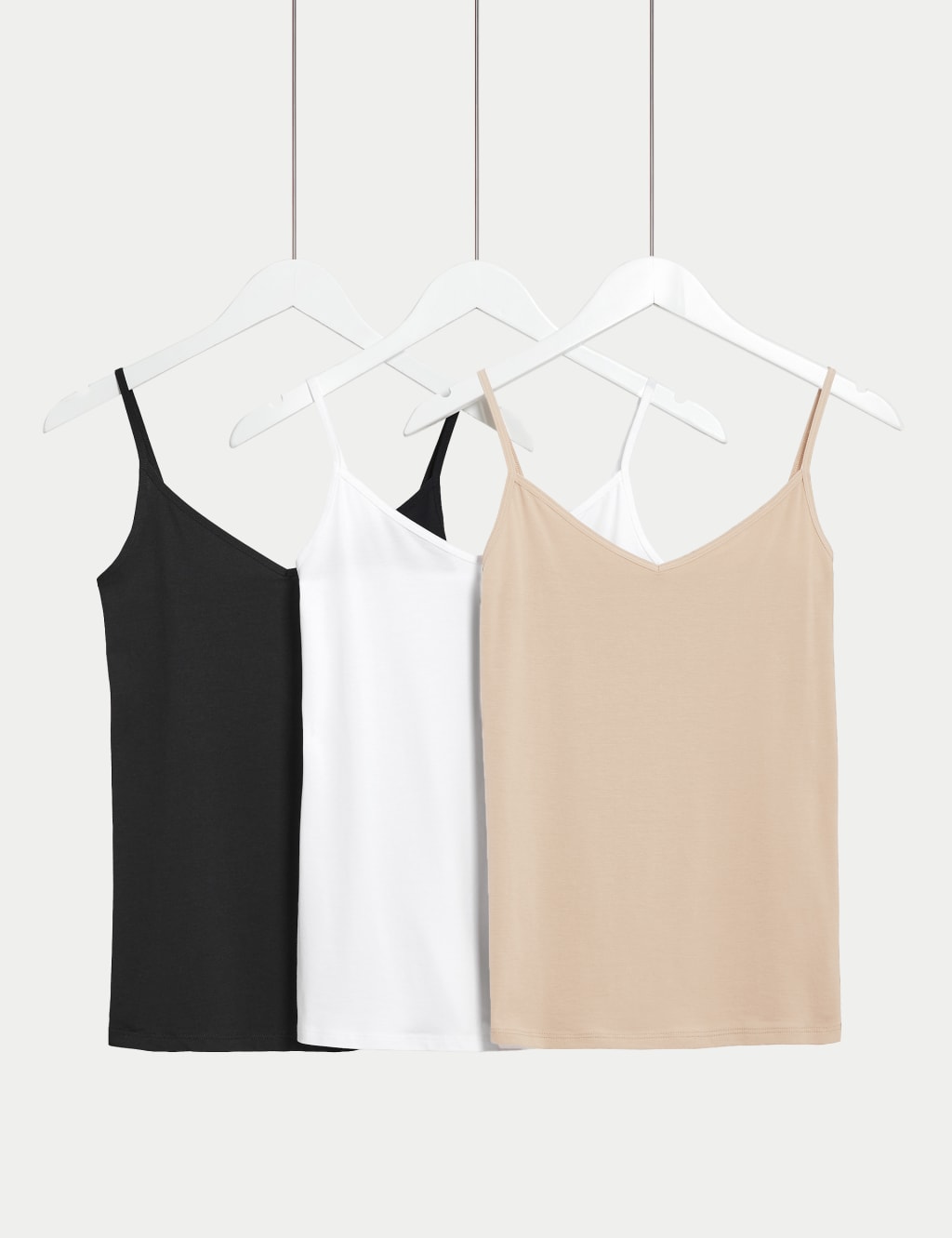 3pk Cotton Rich Strappy Vests image 1