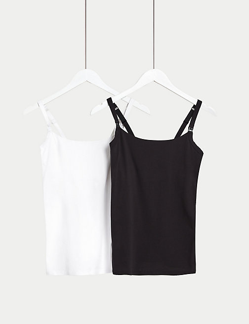 Marks And Spencer Womens M&S Collection 2pk Cotton Rich Secret Support Nursing Vests - White Mix