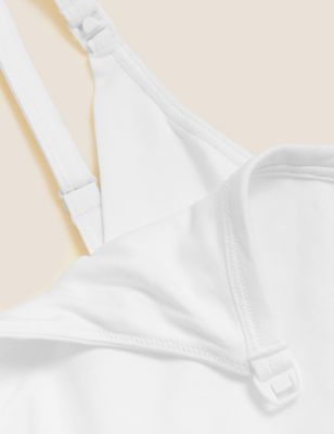 M&S Womens 2pk Cotton Rich Secret Support Nursing Vests - 14 - White Mix, White Mix