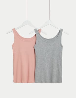 

Womens M&S Collection 2er-Pack Trägerhemden mit hohem Baumwollanteil und Secret Support™ - Antique Rose, Antique Rose