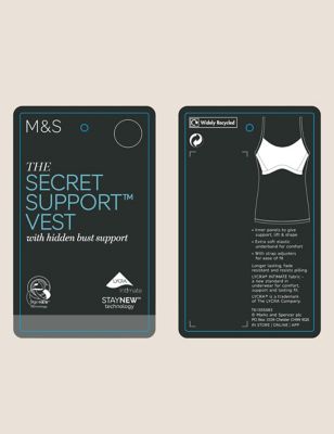 

Womens M&S Collection Lace Trim Vest with Secret Support™ - Black, Black
