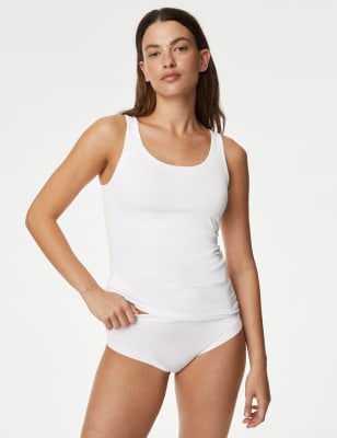 Marks And Spencer Womens Body Cotton Rich Bra Vest Padded Cups - White, White