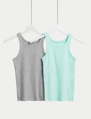 

Womens Body by M&S 2pk Teen Cotton Rich Secret Support™ Vests - Bright Aqua, Bright Aqua