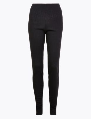 Marks & Spencer Gym Leggings 12 Black With Fade To Grey Detail From Knee To  Hem