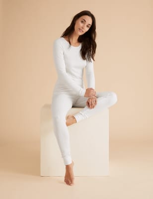 Buy Marks & Spencer Women White Self Design Thermal Leggings