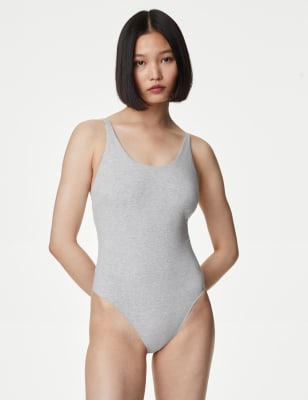 

Womens Cotton Rich Light Control Secret Support™ Bodysuit - Grey Marl, Grey Marl