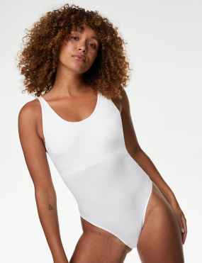 Buy Marks & Spencer Women's Plain/Solid Bodysuit (T33/1455_Almond_14) at