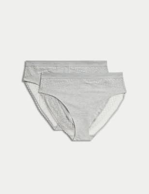 

Womens Body 2pk Light Control Cotton Rich High Leg Knickers - Grey, Grey