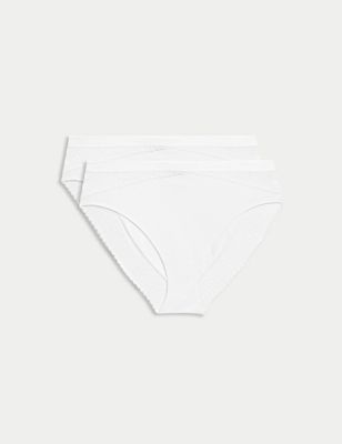 Marks And Spencer Womens Body 2pk Light Control Cotton Rich High Leg Knickers - White