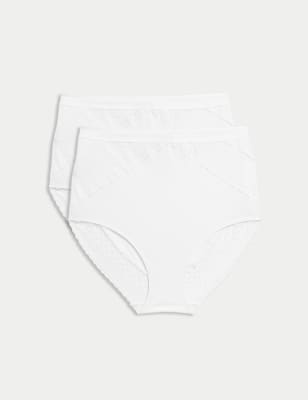 Body By M&S Women's 2pk Cotton Rich Light Control Full Briefs - 24 - White, White,Black