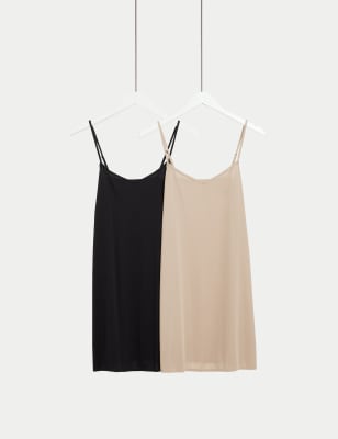 Camisole vest with spaghetti strap and chiffon overlay in black –  Accessorwise