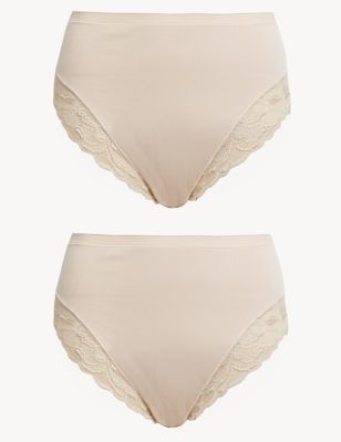 Marks And Spencer Womens M&S Collection 2pk Firm Control High Leg Knickers - Opaline