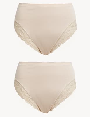 M&S Firm Control High Leg Knickers Beige