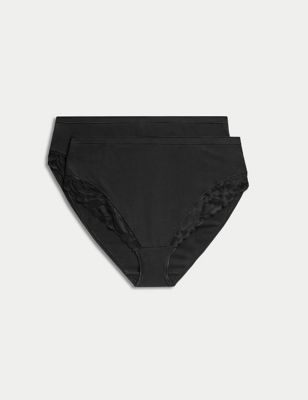 Marks And Spencer Womens M&S Collection 2pk Firm Control High Leg Knickers - Black, Black