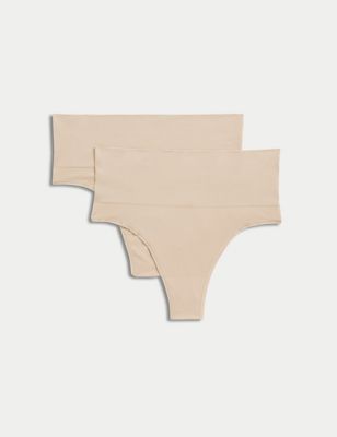Marks And Spencer Womens M&S Collection 2pk Light Control Seamless Shaping Thongs - Rose Quartz