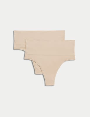 Marks And Spencer Womens M&S Collection 2pk Light Control Seamless Shaping Thongs - Rose Quartz, Rose Quartz