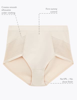 

Womens M&S Collection Firm Control Sheer Stripe No VPL Full Briefs - Opaline, Opaline