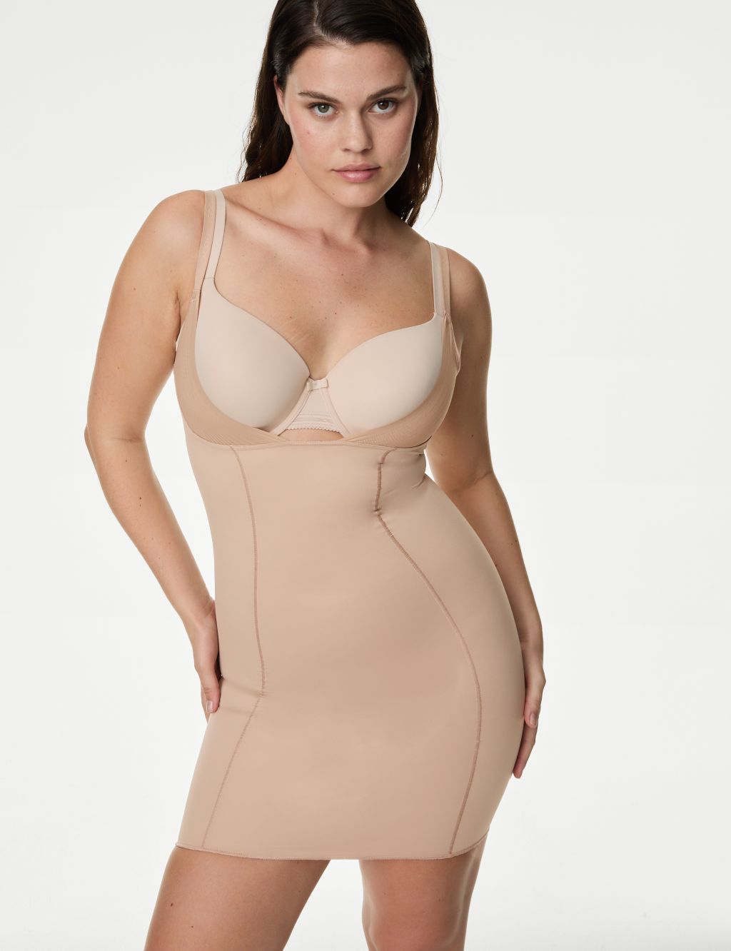 Lady's firm control nude undergarment shaping slip dress. - (7305804)