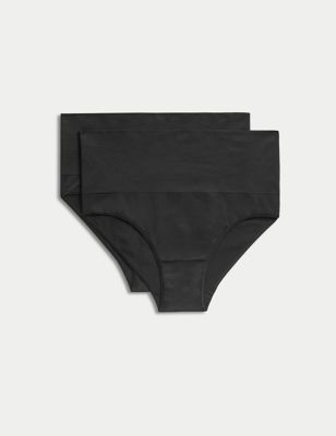 Marks And Spencer Womens M&S Collection 2pk Light Control Seamless High Leg Knickers - Black, Black