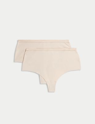 Marks And Spencer Womens M&S Collection 2pk Light Control No-VPL Thong - Opaline