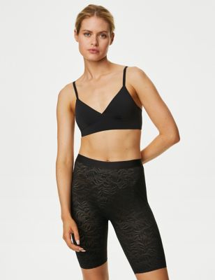 M&S Womens Light Control Flexifit Lace Cycling Shorts - 10 - Black, Black,Rose Quartz