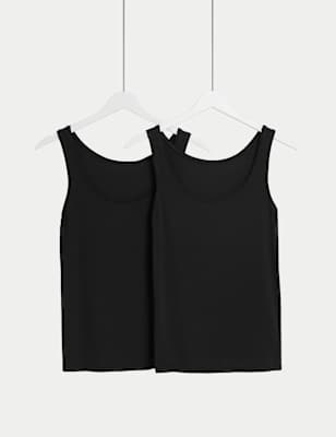 Marks And Spencer Womens Body 2pk Flexifit Modal Rich Vests - Black