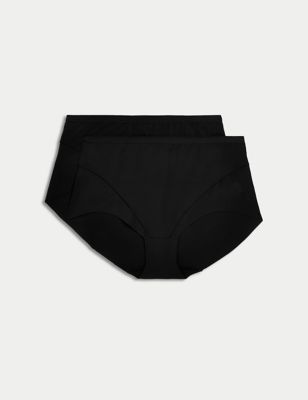 Marks And Spencer Womens M&S Collection 2pk Light Control No VPL Full Briefs - Black, Black