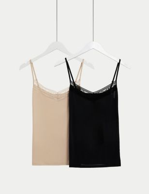 M&S Womens 2pk Cool Comfort Vest - 6 - Rose Quartz, Rose Quartz,White,Nude Mix,Opaline,Rich Amber,Ri