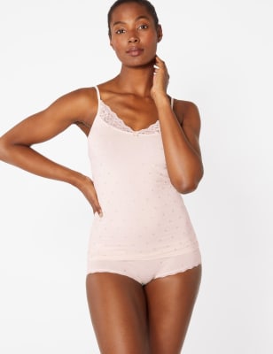 

Womens M&S Collection Unterhemdenset mit Spitzenbesatz und Glitzersternen - Rose, Rose