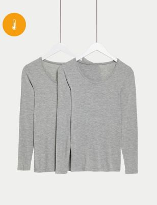 Buy Grey/White Long Sleeve Thermal Tops 2 Pack (2-16yrs) from the
