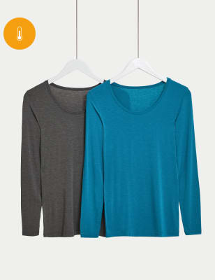 

Womens M&S Collection 2pk Heatgen™ Thermal Light Long Sleeve Tops - Winter Turq, Winter Turq