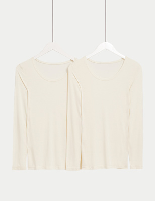 

M&S Collection Pack de 2 tops térmicos Heatgen™ de manga larga y calidez ligeraWomens - Cream, Cream