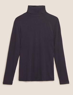 M&S Womens Heatgen  Thermal Polo Neck Long Sleeve Top
