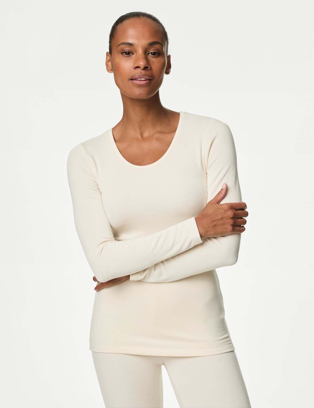 Basic Nude Longsleeve Fitted T Shirt