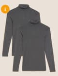 Set van 2 thermische Heatgen™-tops met polokraag