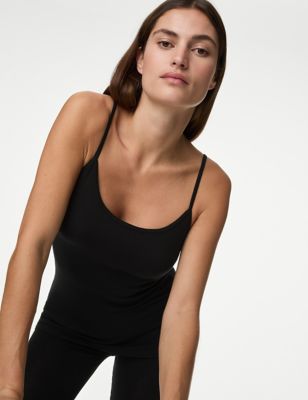 M&S Womens Heatgen Medium Thermal Strappy Vest - 20 - Black, Black,Light Cream