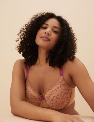 

Womens M&S Collection Lace Underwired Full Cup Bra A-E - Rich Amber, Rich Amber
