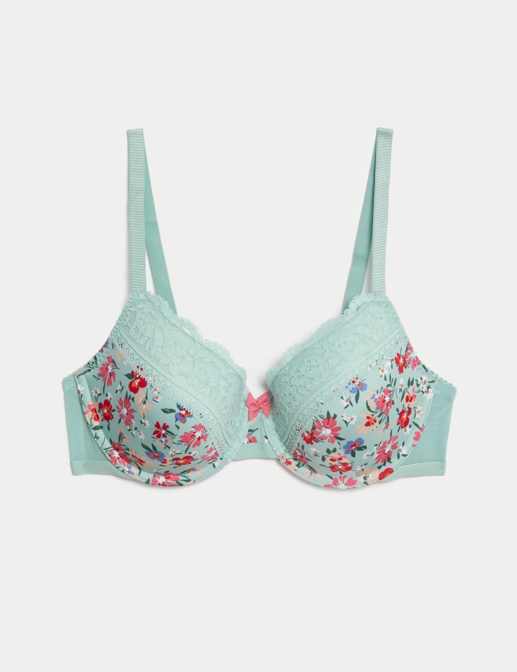Printed Lace Trim Wired Full Cup Bra A-E image 2