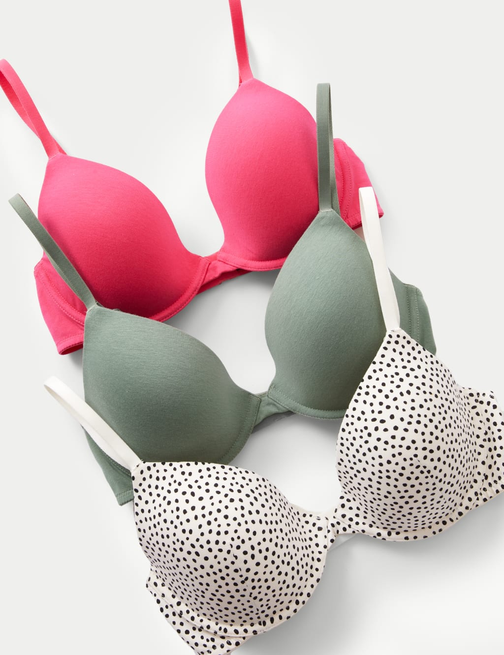 3pk Cotton Wired Plunge T-Shirt Bras A-E image 1