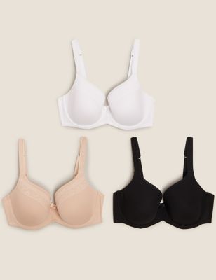

Womens M&S Collection 3pk Cotton Wired Full Cup Bras A-E - Opaline Mix, Opaline Mix