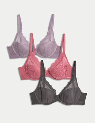 19.04% OFF on Marks & Spencer Women Plunge Bras Lace Trim Wired 3pk